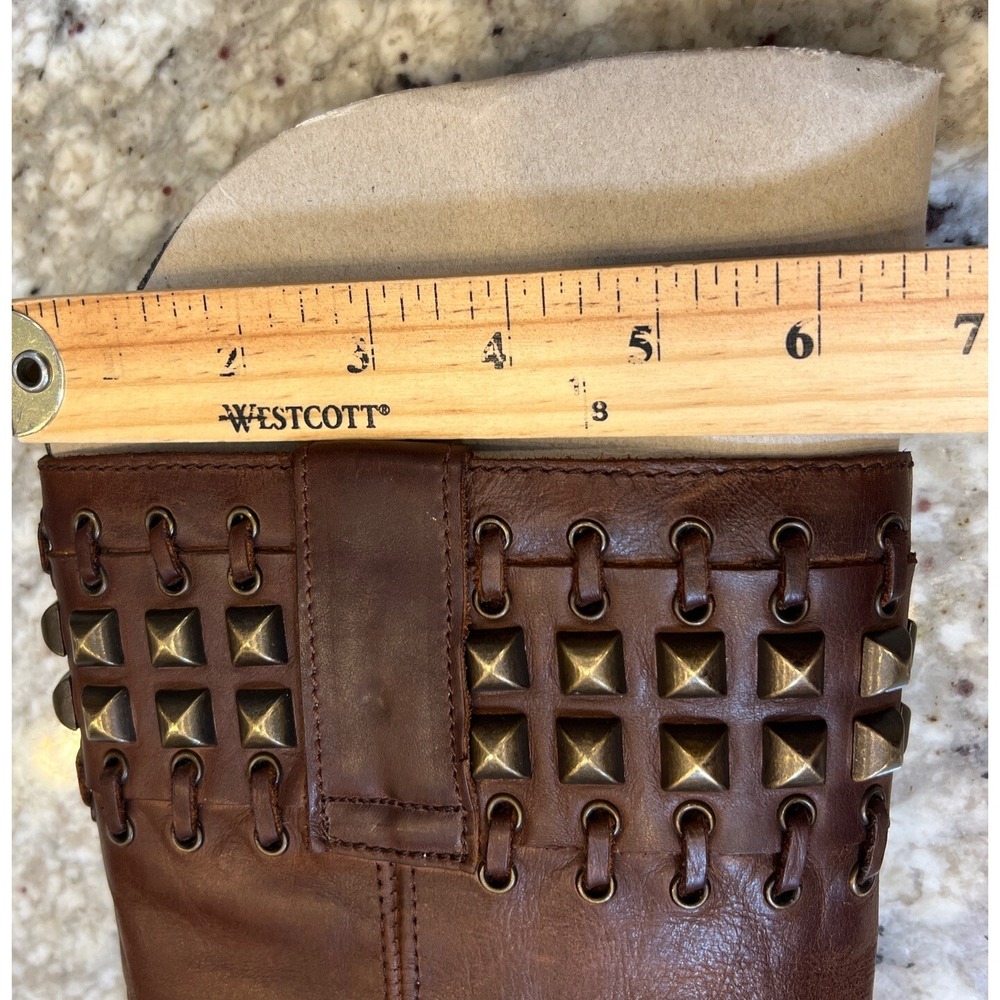 SENDRA GOODYEAR WELTED Brown WIDE CALF Leather Boots w/Bronze Studs 7M/8 SPAIN - Picture 12 of 13